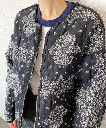 Black Paisley Double Face Padded Jacket #250109